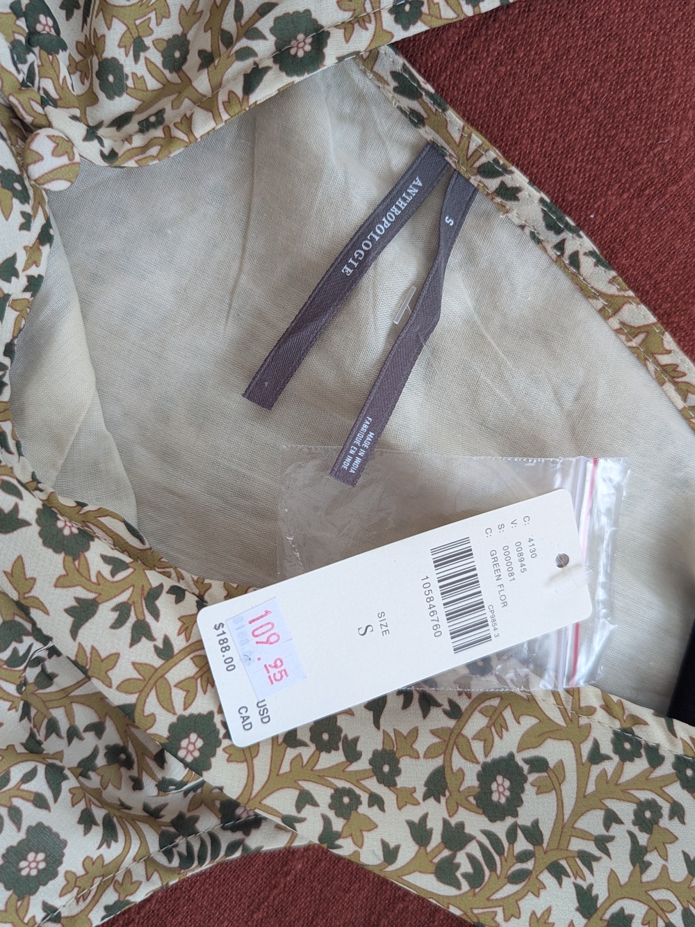 Anthropologie Green Floral Maxi Dress - Picture 5 of 5